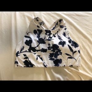 Athleta Floral Keyhole High Neck Sports Bra